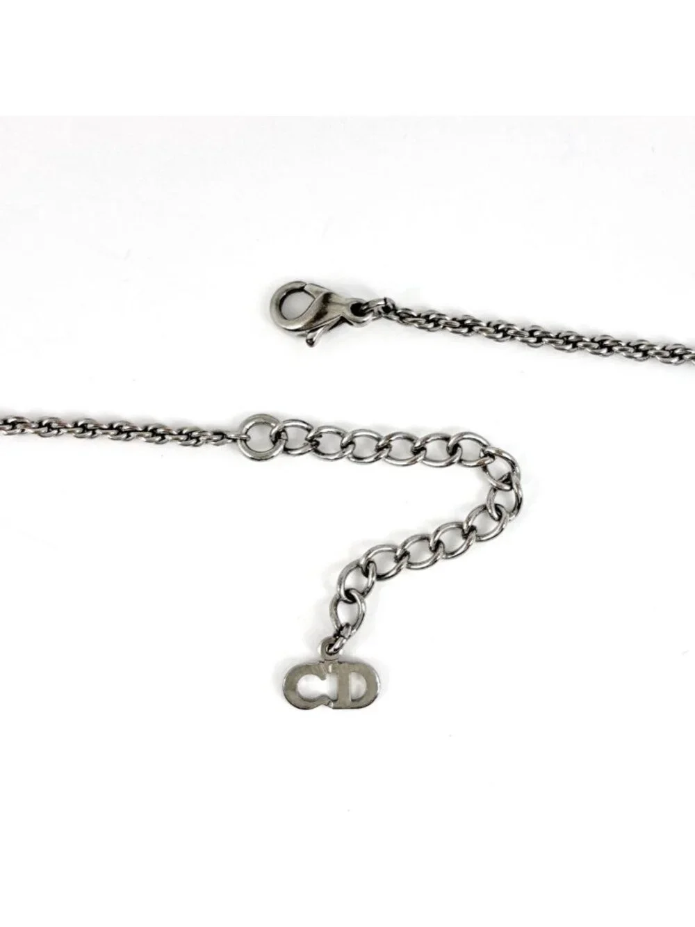 Dior Necklace Silver Plated Rhinestone
